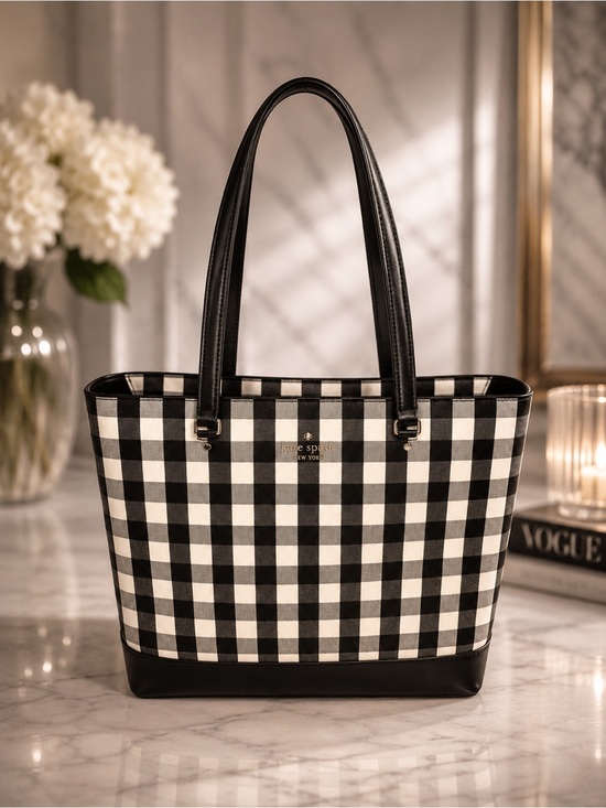 kate spade Handbags - Kate Spade New York Black & White Gingham Zip Tote Bag | Like New Condition